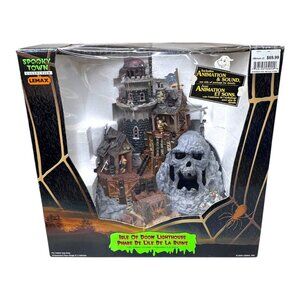 Lemax Spooky Town Isle Of Doom Lighthouse Animated & Sound Halloween Decor READ